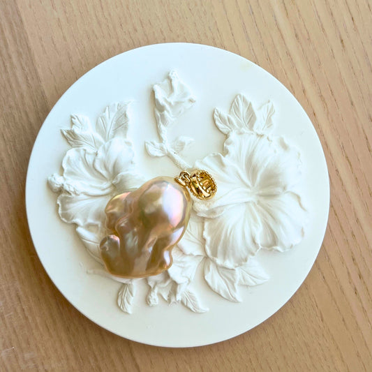 Medium Golden Green Baroque Pearl Pendant