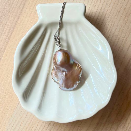 Medium Silver and Bronze Baroque Pearl Pendant