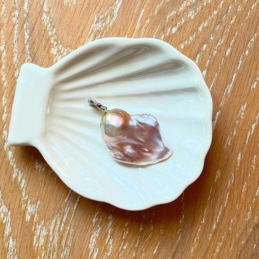 Medium Mint Green and Lavender Baroque Pearl Pendant