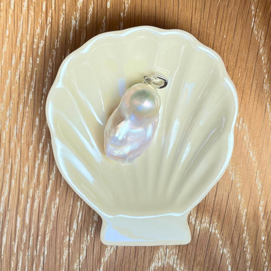 Medium Mint Green and Pink Baroque Pearl Pendant