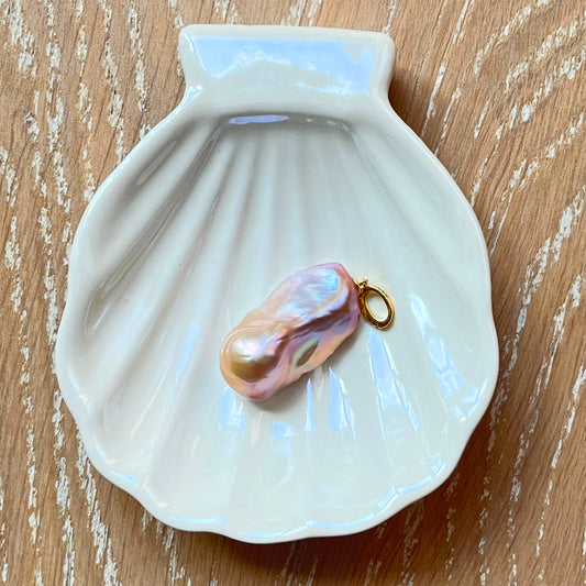 Medium  Nude Pink Baroque Pearl Pendant