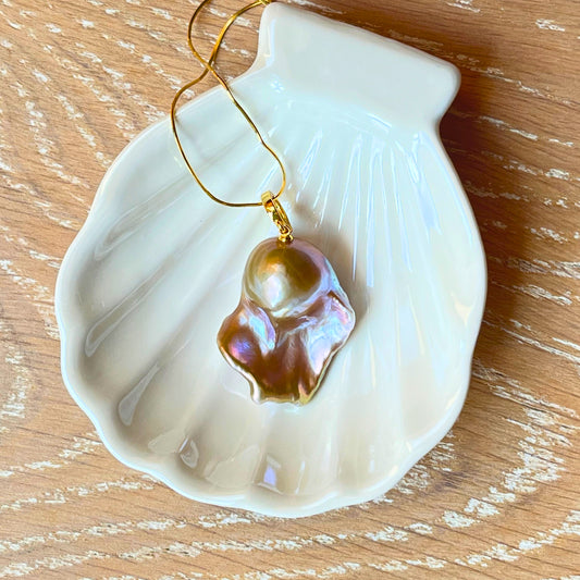 Medium  Bronze Baroque Pearl Pendant