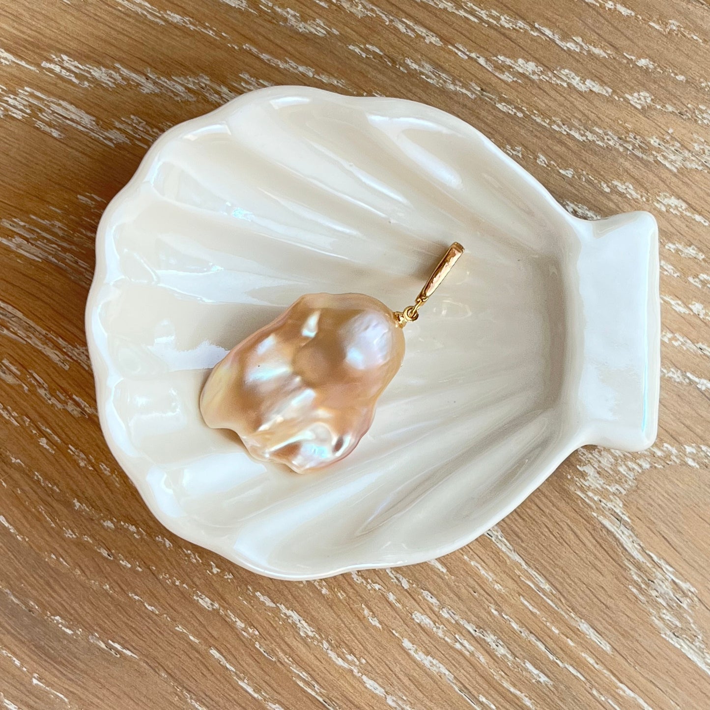 Large Soft Orange Baroque Pearl Pendant