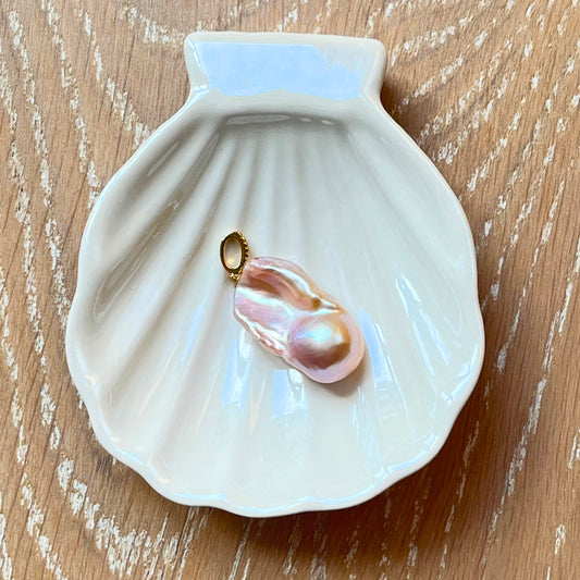 Medium  Nude Pink Baroque Pearl Pendant