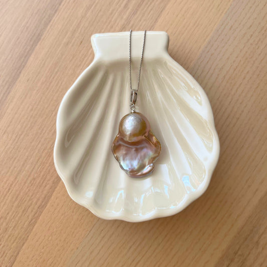 Medium Silver and Bronze Baroque Pearl Pendant