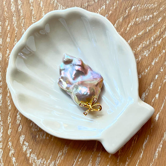 Large Metallic-Hued  Baroque  Pearl Pendant