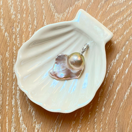 Medium Mint Green and Lavender Baroque Pearl Pendant